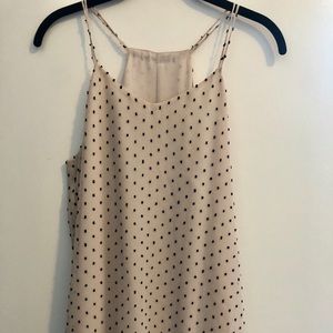 Cream and black polka dot tank top